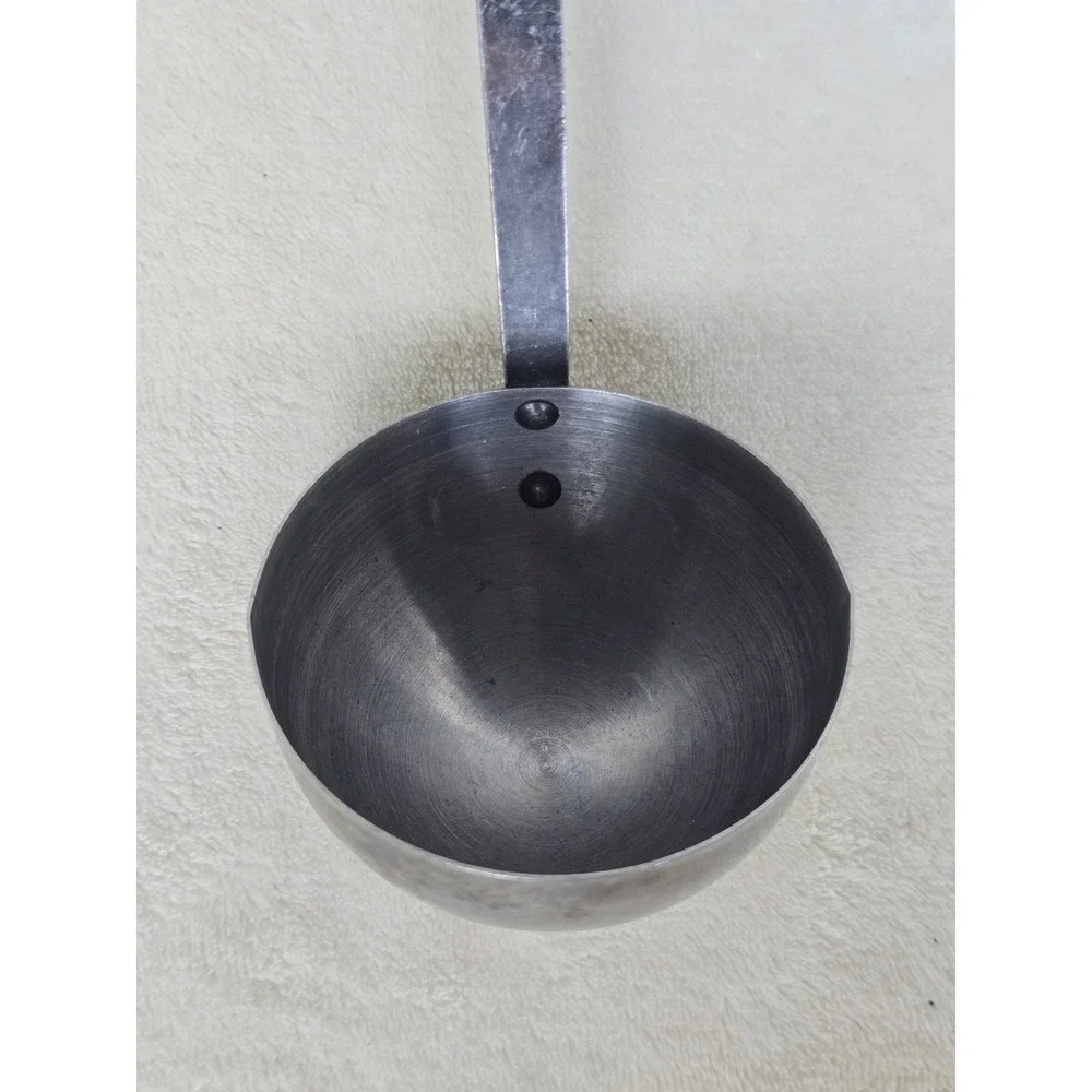Vintage Stainless Steel Soup Ladle with Wood Handle Triple Rivet Made in Taiwan